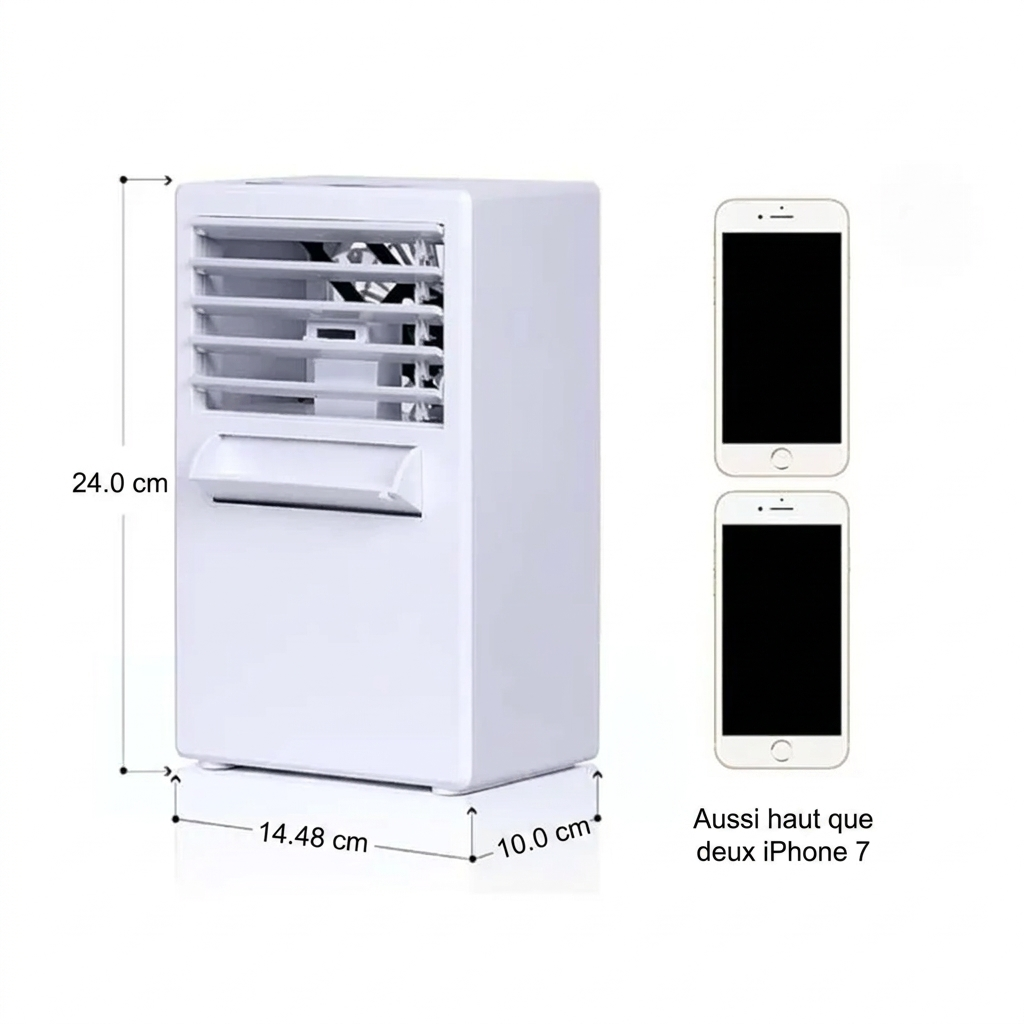 Mini climatiseur USB portable – Rafraîchisseur d’air compact pour bureau