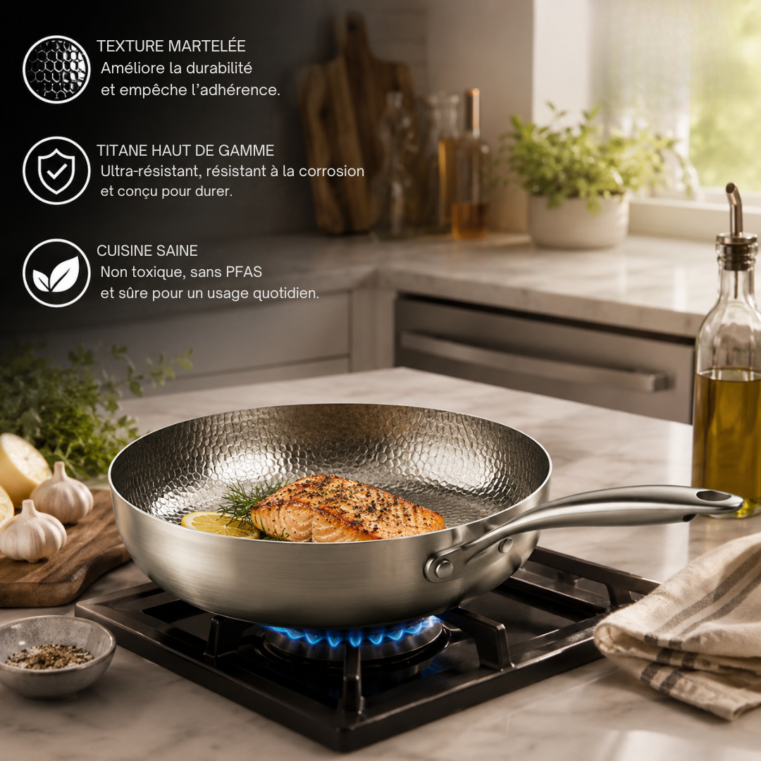 Poêle Profonde en Titane | 28cm, Compatible Induction