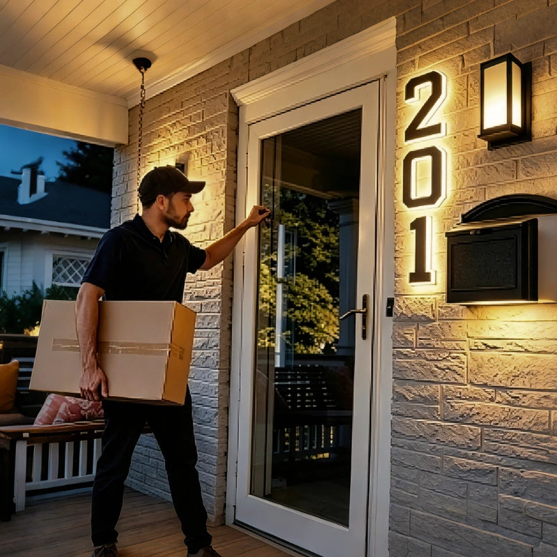 Numéro de maison solaire | Éclairage automatique, Boîtier IP44 5