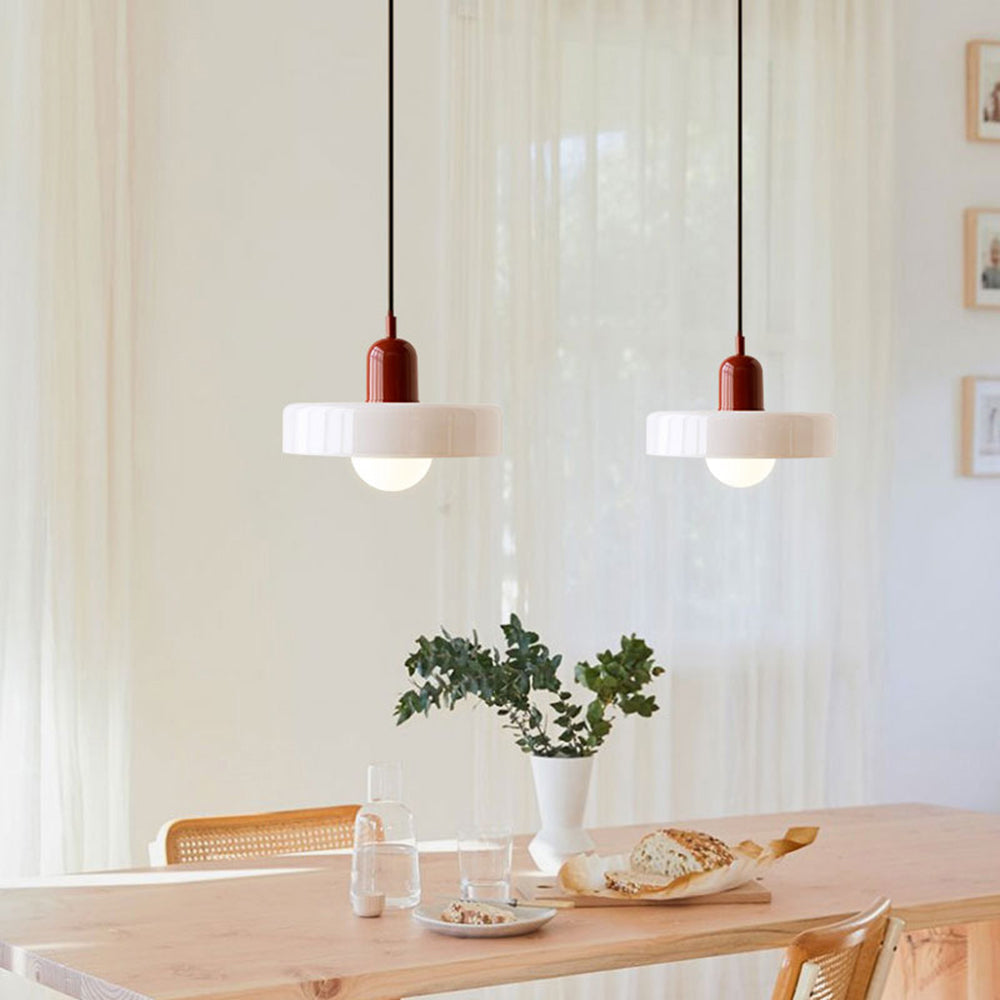 LuminoBau – Suspension Bauhaus en Verre Coloré, Design Moderne, Intérieur