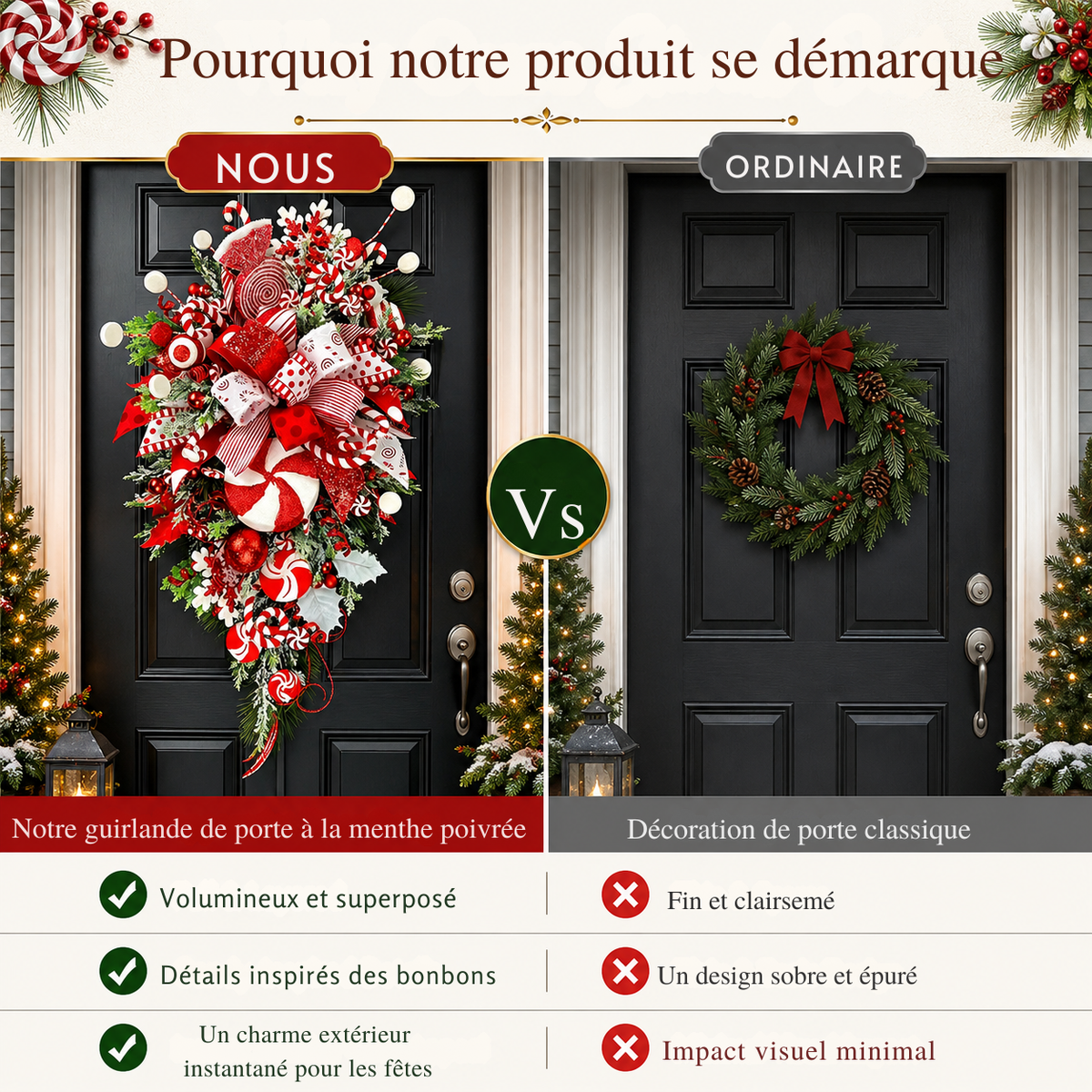 Ornements de Noël en Forme de Bonbons pour Sapin