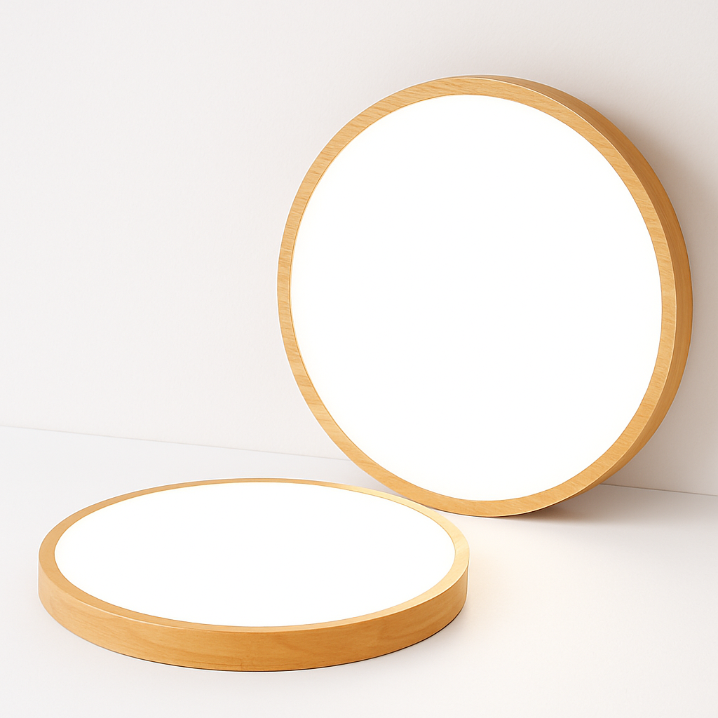 Plafonnier LED | Rond, Bois Naturel, Profil Fin 2