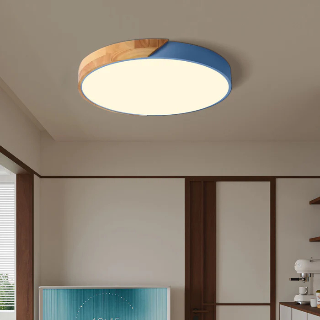 Plafonnier LED en Bois | Design Scandinave, Diffuseur Acrylique 3