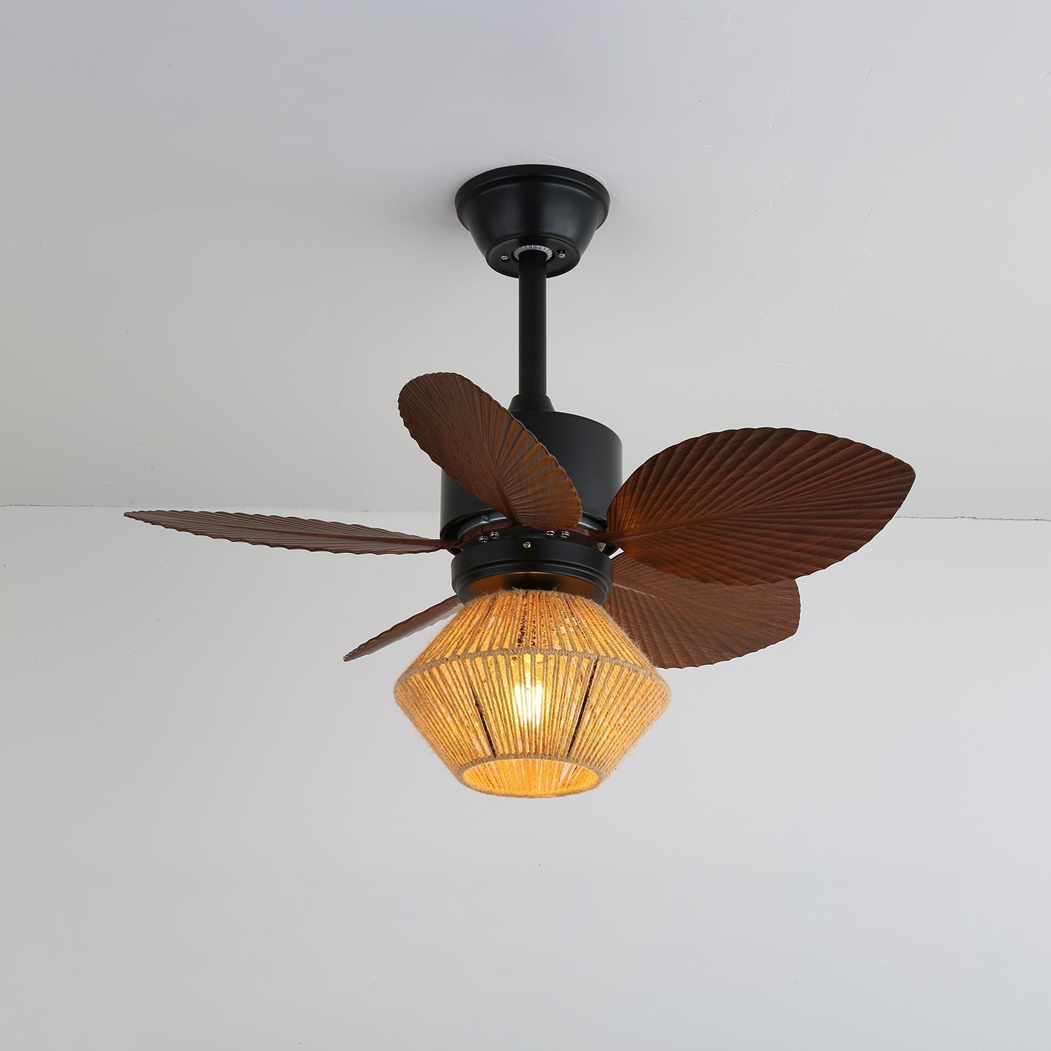 Plafonnier Ventilateur | Abat-jour Corde de Chanvre, Pales en ABS 5
