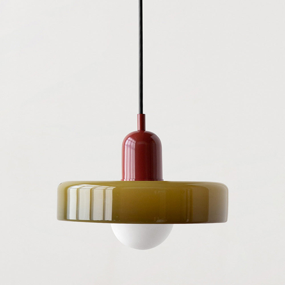 LuminoBau – Suspension Bauhaus en Verre Coloré, Design Moderne, Intérieur