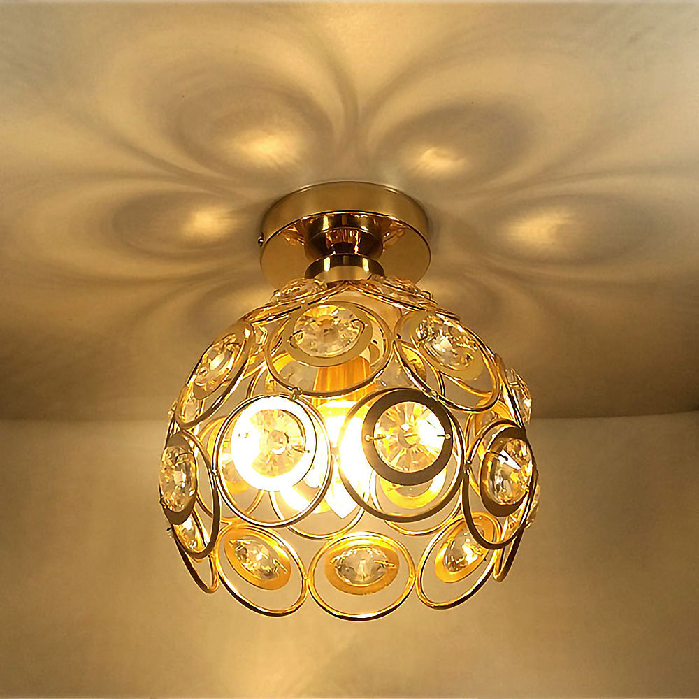 LumaAurora – Plafonnier Cristal Luxe Finition Dorée Salon/Hall