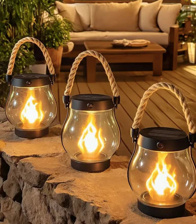 Nordlicht lanterne solaire LED moderne résistante aux intempéries noire jardin