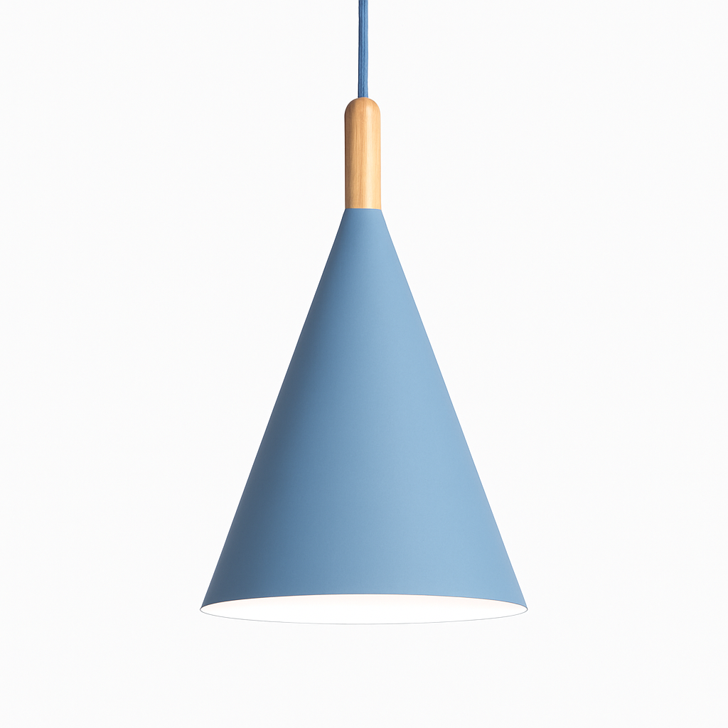 Suspension Conique | Métal Coloré, Tige en Bois 6