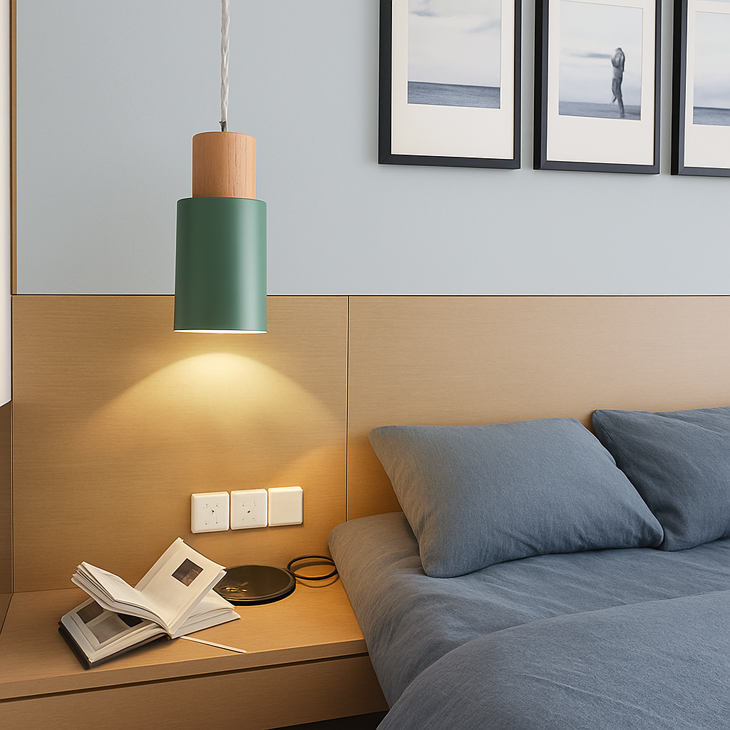 Suspension Cylindrique | Bois Blond, Métal Coloré 2