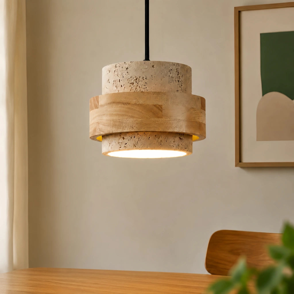 Suspension Cylindrique | Travertin Naturel, Design Épuré 16