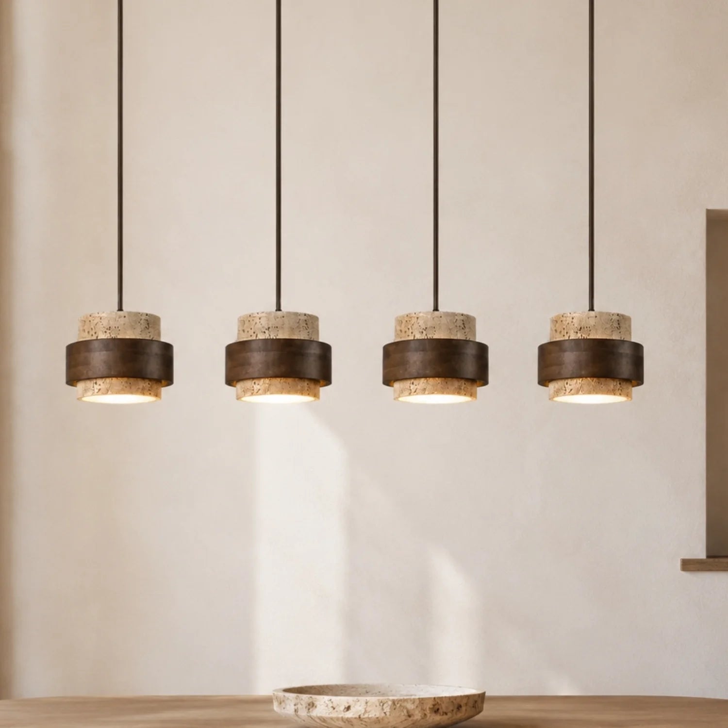 Suspension Cylindrique | Travertin Naturel, Design Épuré 22