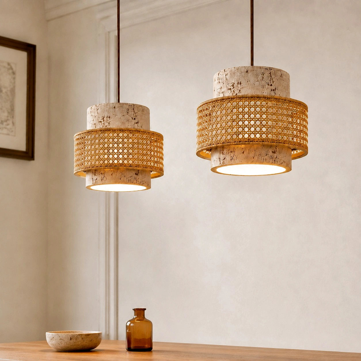 Suspension Cylindrique | Travertin Naturel, Design Épuré 23