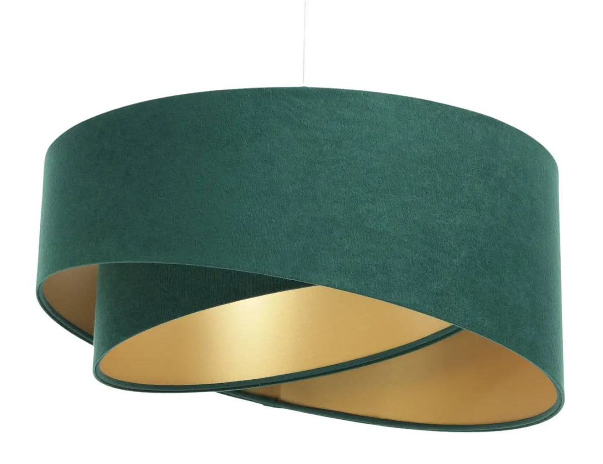 Suspension Luminaire | Abat-jour en tissu vert, design contemporain 2