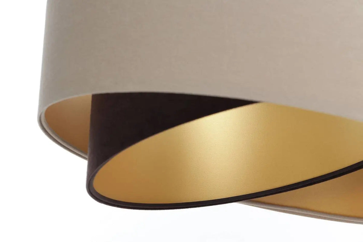 Suspension Tissu Beige | Double Abat-Jour, Intérieur Doré 7