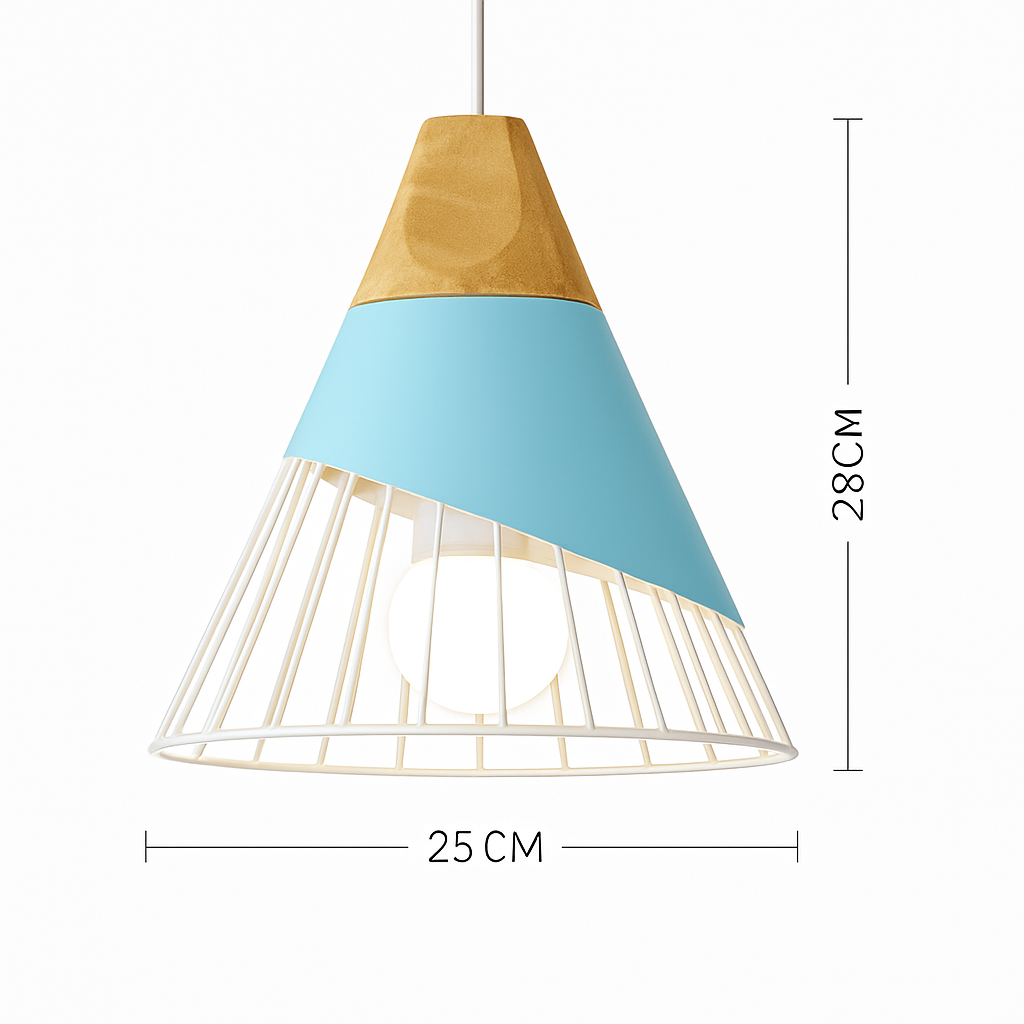Suspension | Métal Coloré, Bois Clair, Formes Variées 15