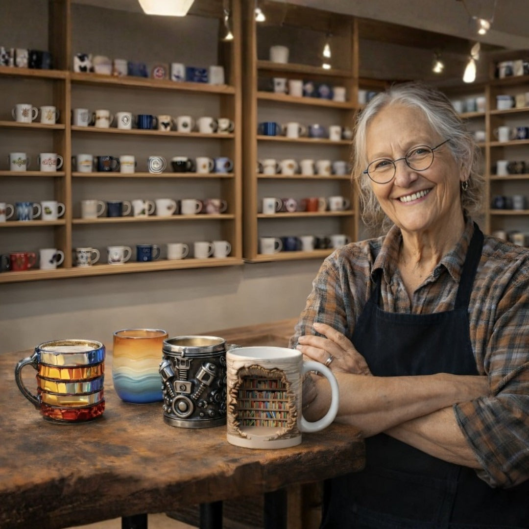Tasse à Café 3D Artisanale - Design Unique Inspiré des Livres, Élégante et Pratique 3