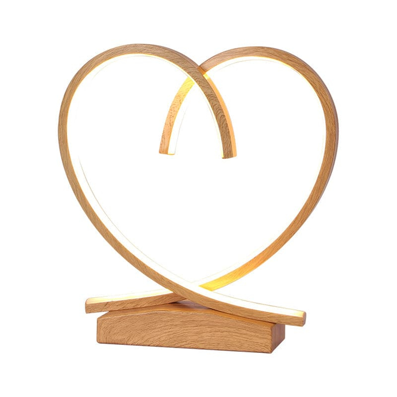 CœurLume – Lampe de Chevet LED en Bois avec Motif Cœur pour Chambre