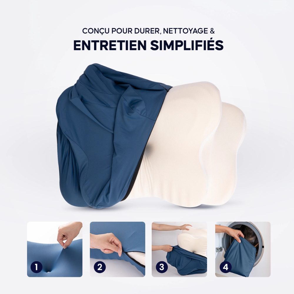 Oreiller en mousse à mémoire de forme pour soutien du cou | Oreiller contour pour dormeurs sur le côté et sur le dos