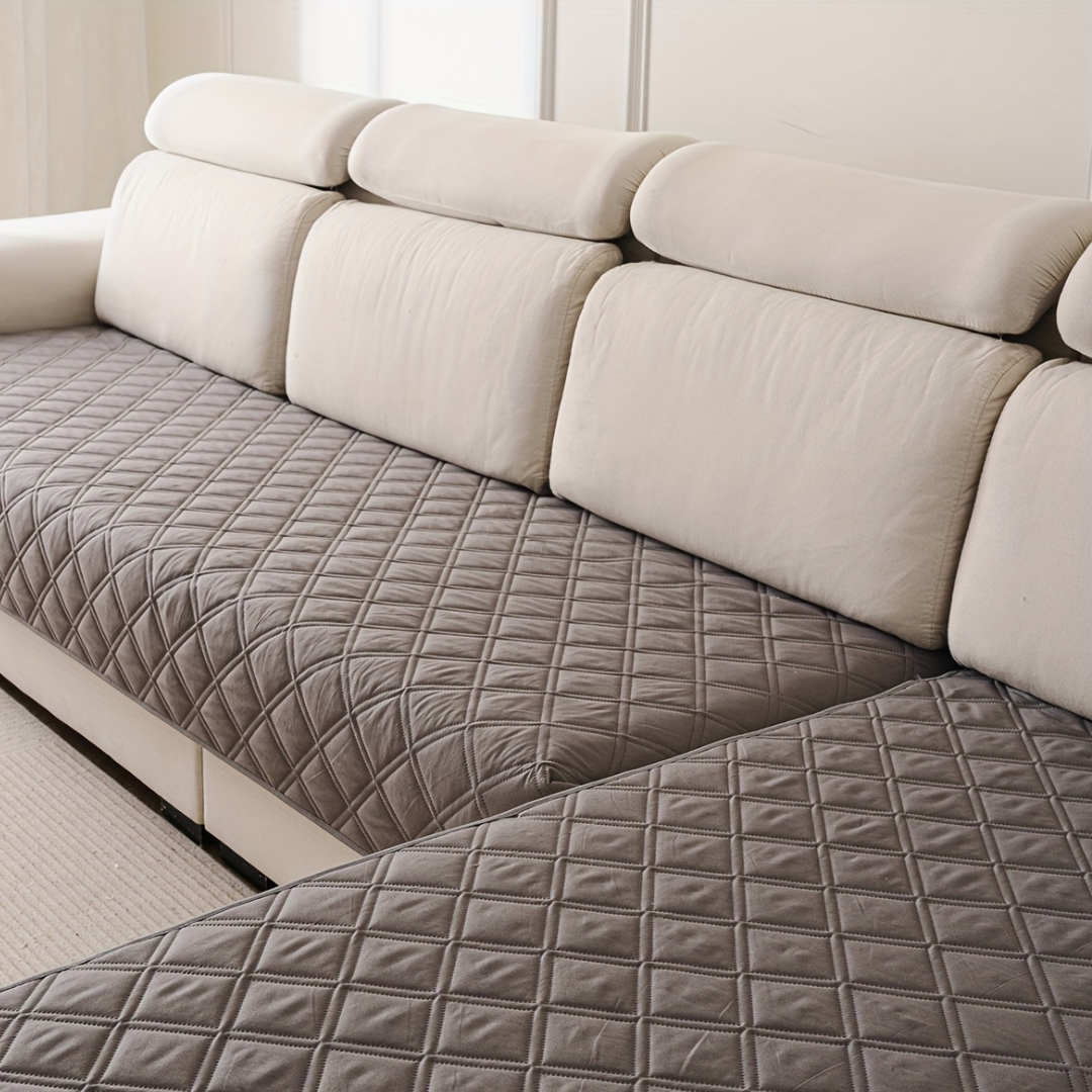 Housse de Canapé Polyester Beige – Antidérapante, Lavable, 2 Pièces