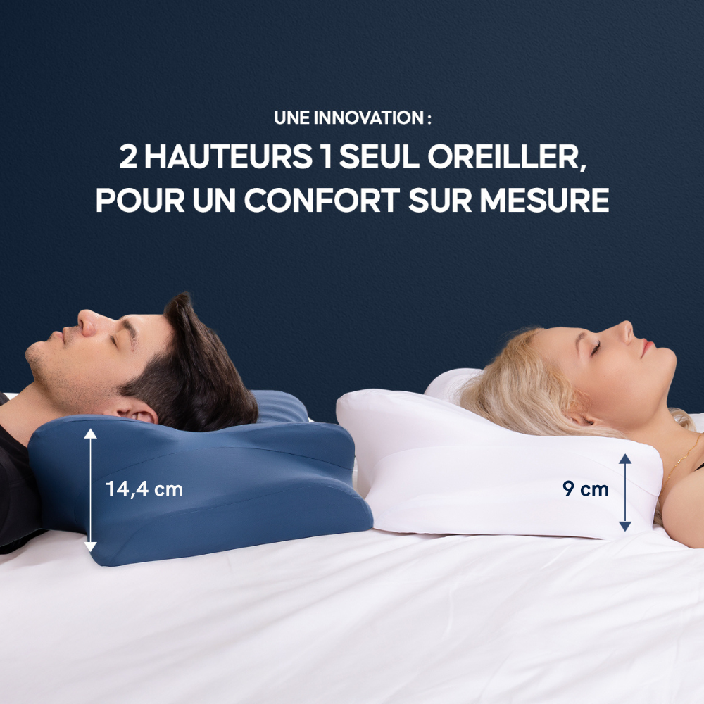 Oreiller en mousse à mémoire de forme pour soutien du cou | Oreiller contour pour dormeurs sur le côté et sur le dos