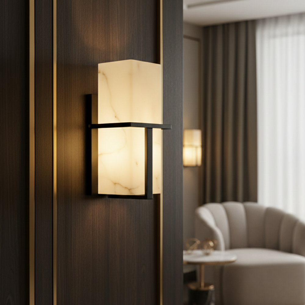 Applique murale extérieur diffuseur effet marbre LED étanche IP65 éclairage façade entrée terrasse design moderne