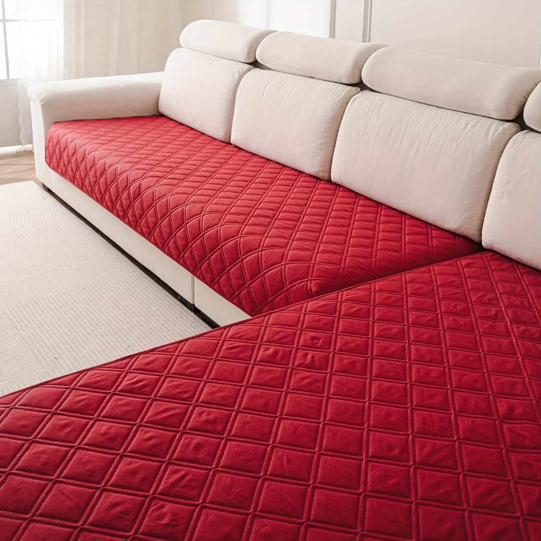 Housse de Canapé Polyester Beige – Antidérapante, Lavable, 2 Pièces