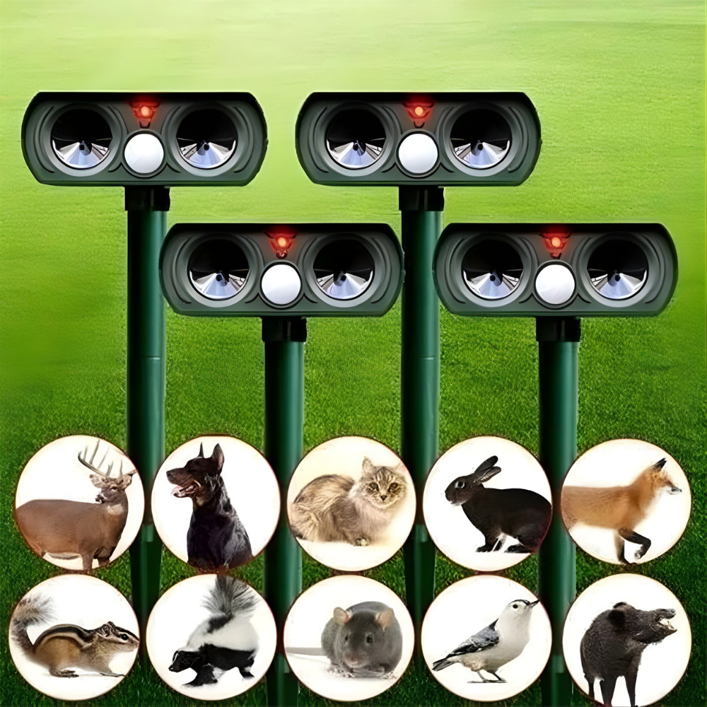 Répulsif à Ultrasons | Détecteur de Mouvement Solaire, Répulsif Extérieur pour Jardin