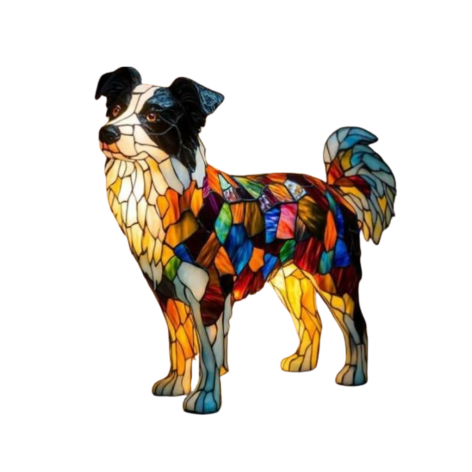 Lampe Chien jardin moderne étanche, motif chien, finition blanche