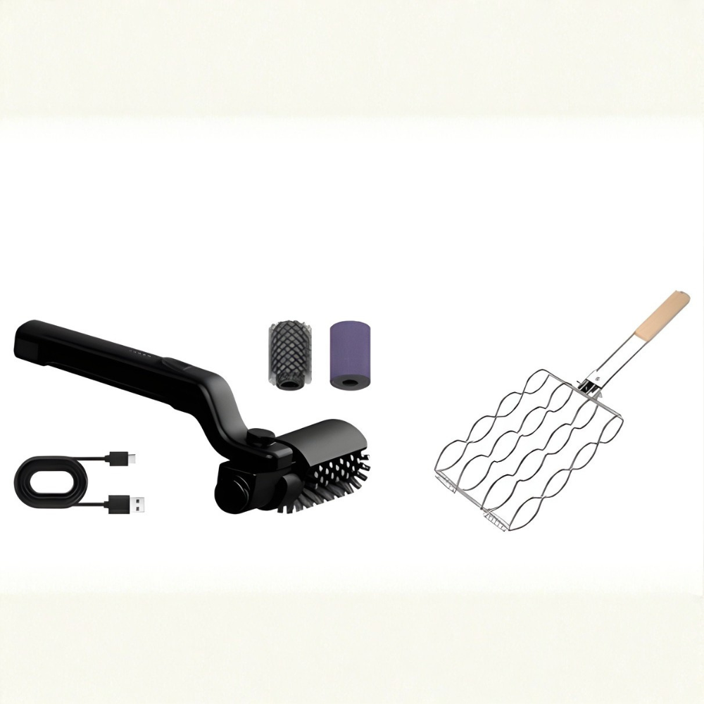 Brosse de nettoyage pour barbecue électrique | Sans fil avec rouleau rotatif
