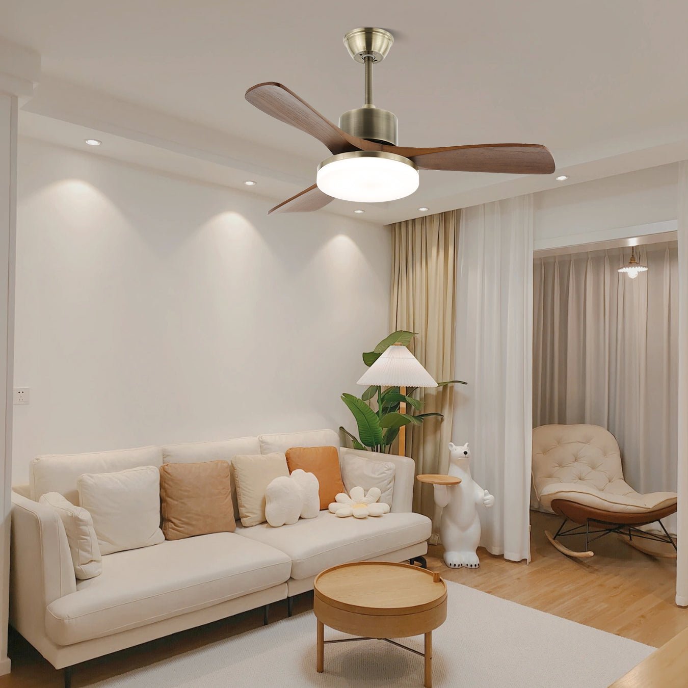 Ventilateur Plafond | Design Minimaliste, Bois et Métal Argenté 5