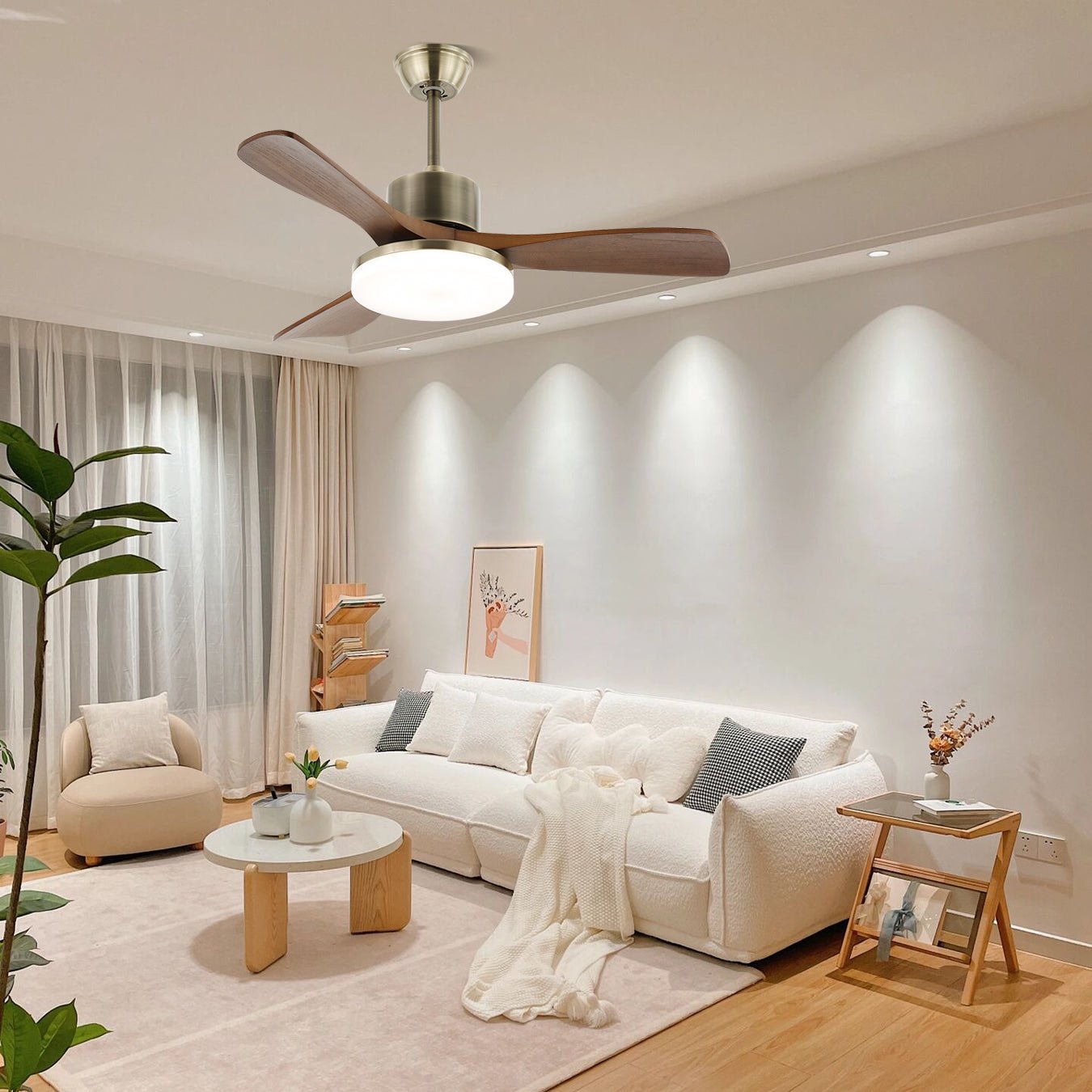 Ventilateur Plafond | Design Minimaliste, Bois et Métal Argenté 6