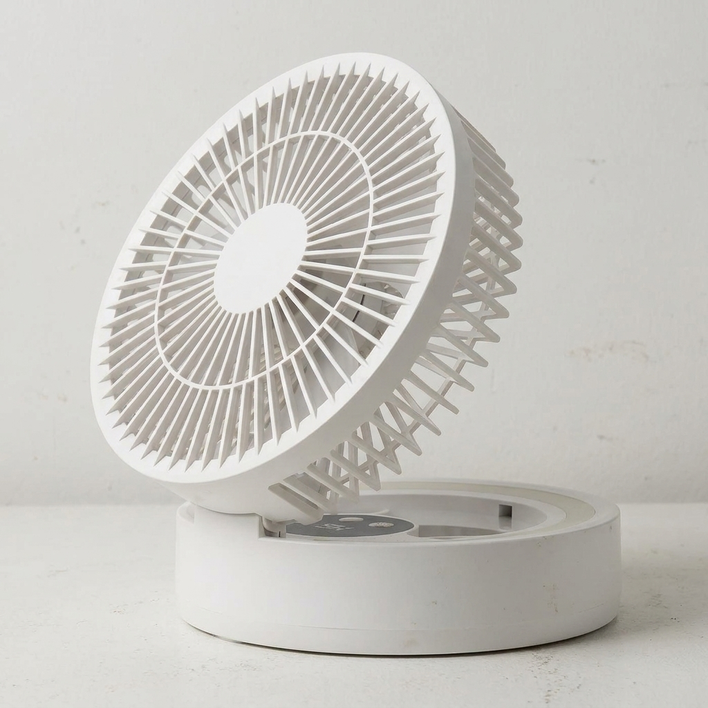 Ventilateur de table rechargeable 5 vitesses – Mini ventilateur compact avec miroir LED