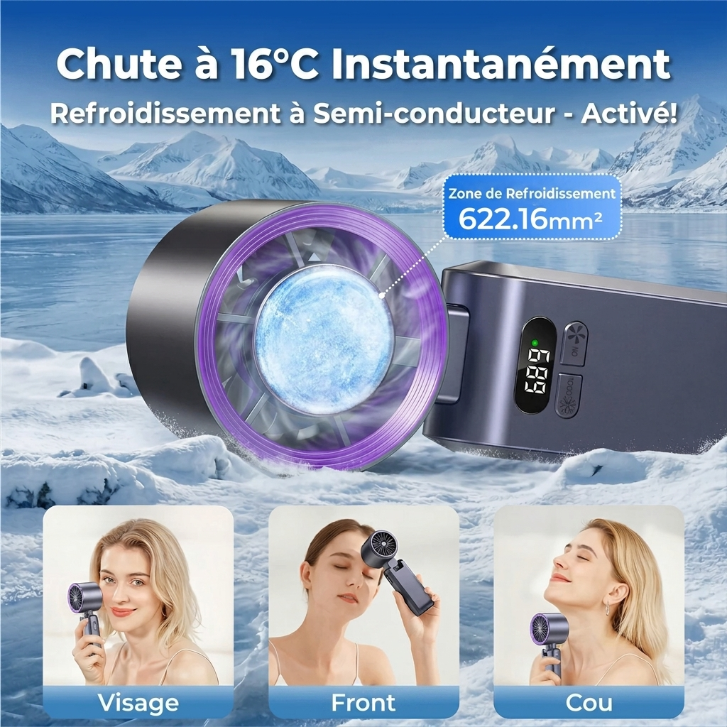 Ventilateur de poche Mobebo 5500 mAh – Ventilateur USB rechargeable silencieux – Voyage