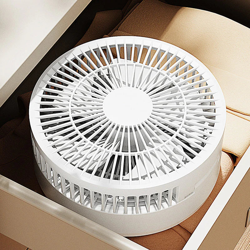 Ventilateur de table rechargeable 5 vitesses – Mini ventilateur compact avec miroir LED