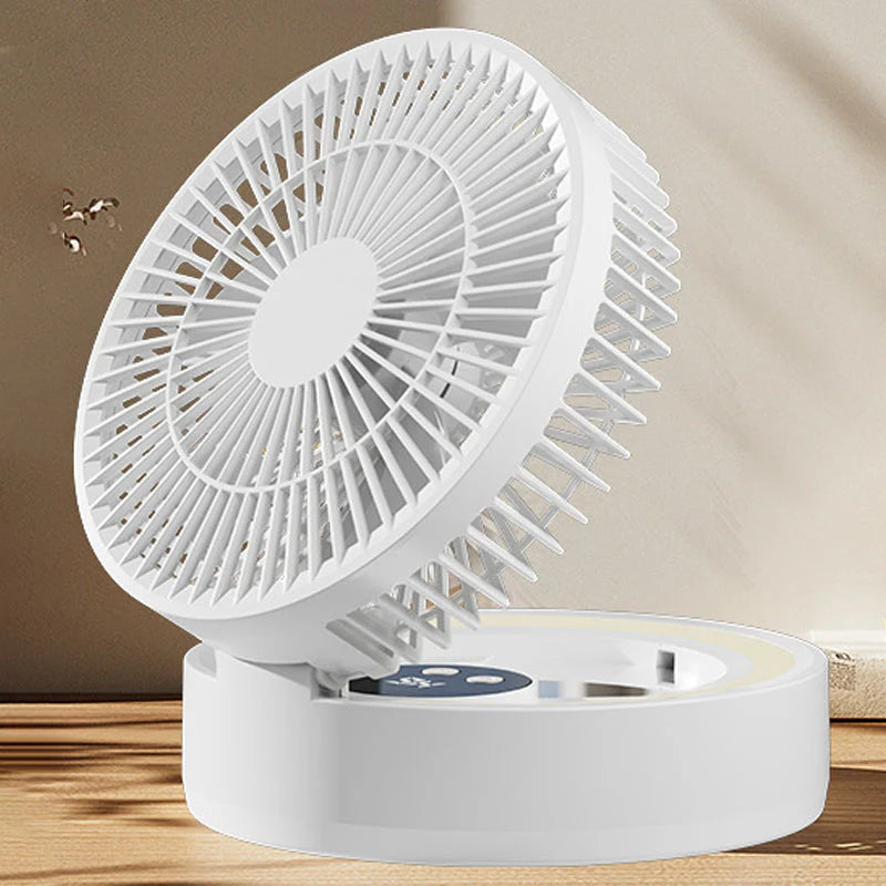Ventilateur de table rechargeable 5 vitesses – Mini ventilateur compact avec miroir LED