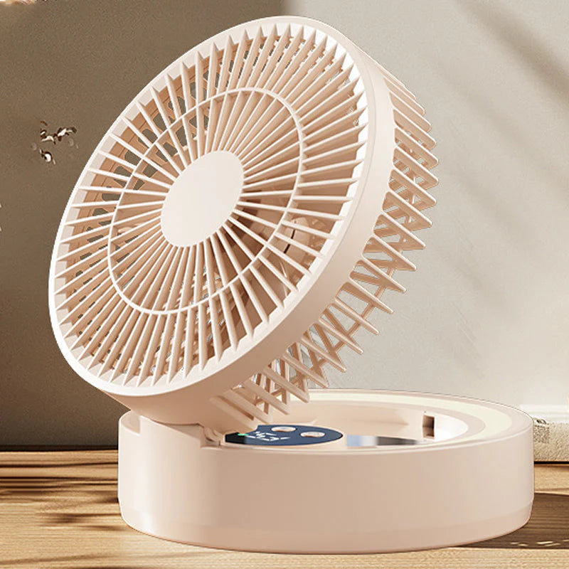 Ventilateur de table rechargeable 5 vitesses – Mini ventilateur compact avec miroir LED