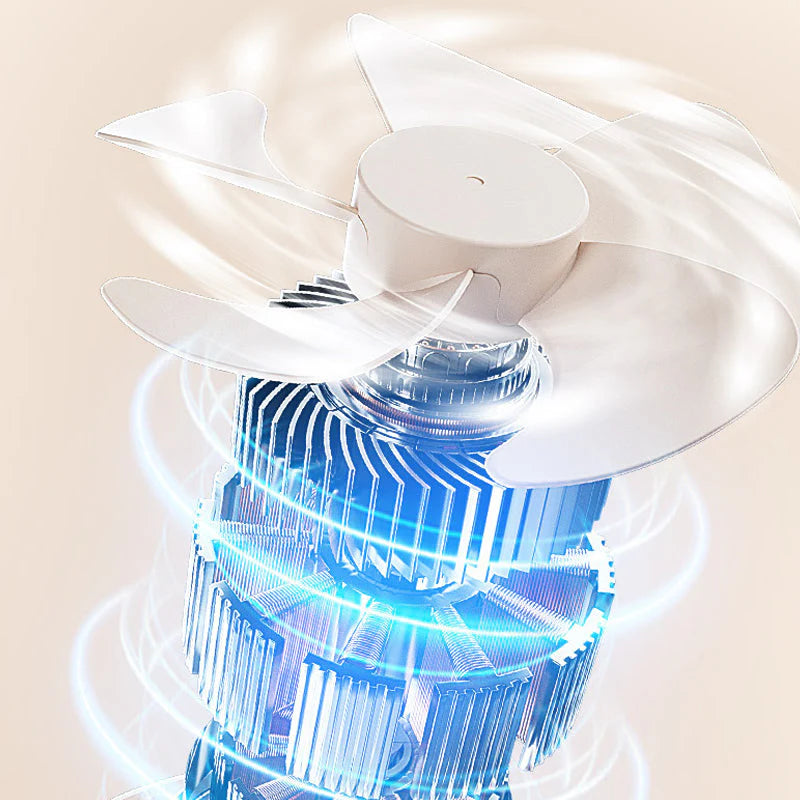 Ventilateur de table rechargeable 5 vitesses – Mini ventilateur compact avec miroir LED