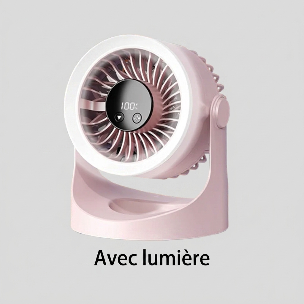 Ventilateur silencieux USB-C rechargeable – Mini brasseur d’air mural 360° – Chambre