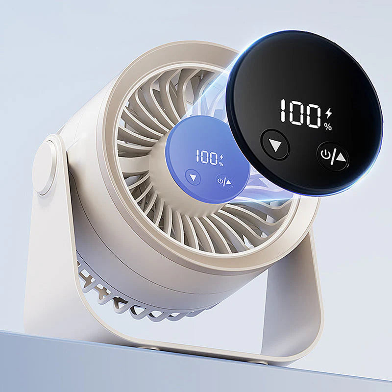 Ventilateur silencieux USB-C rechargeable – Mini brasseur d’air mural 360° – Chambre