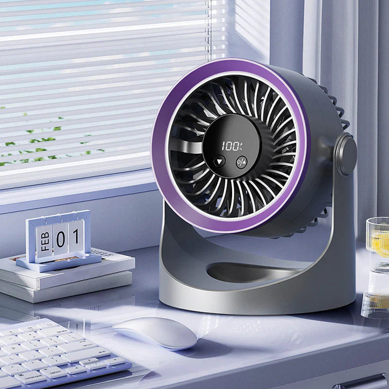 Ventilateur silencieux USB-C rechargeable – Mini brasseur d’air mural 360° – Chambre