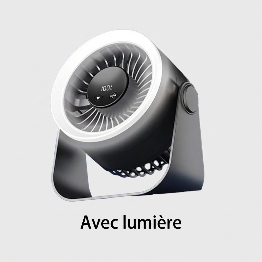 Ventilateur silencieux USB-C rechargeable – Mini brasseur d’air mural 360° – Chambre