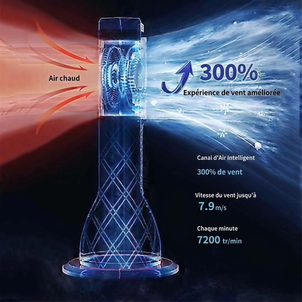 Ventilateur tour silencieux USB – Rafraîchisseur d’air portable avec refroidissement à eau – Chambre