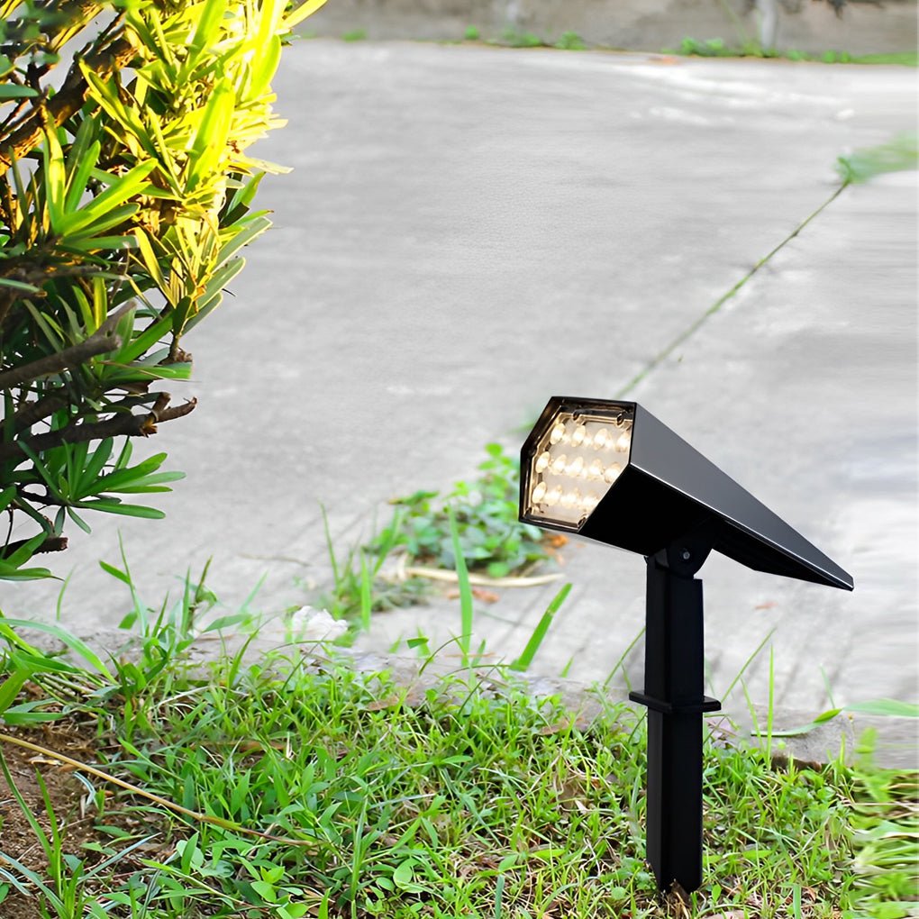 Spot solaire jardin LED blanc chaud extérieur IP65 étanche design moderne réglable décoratif