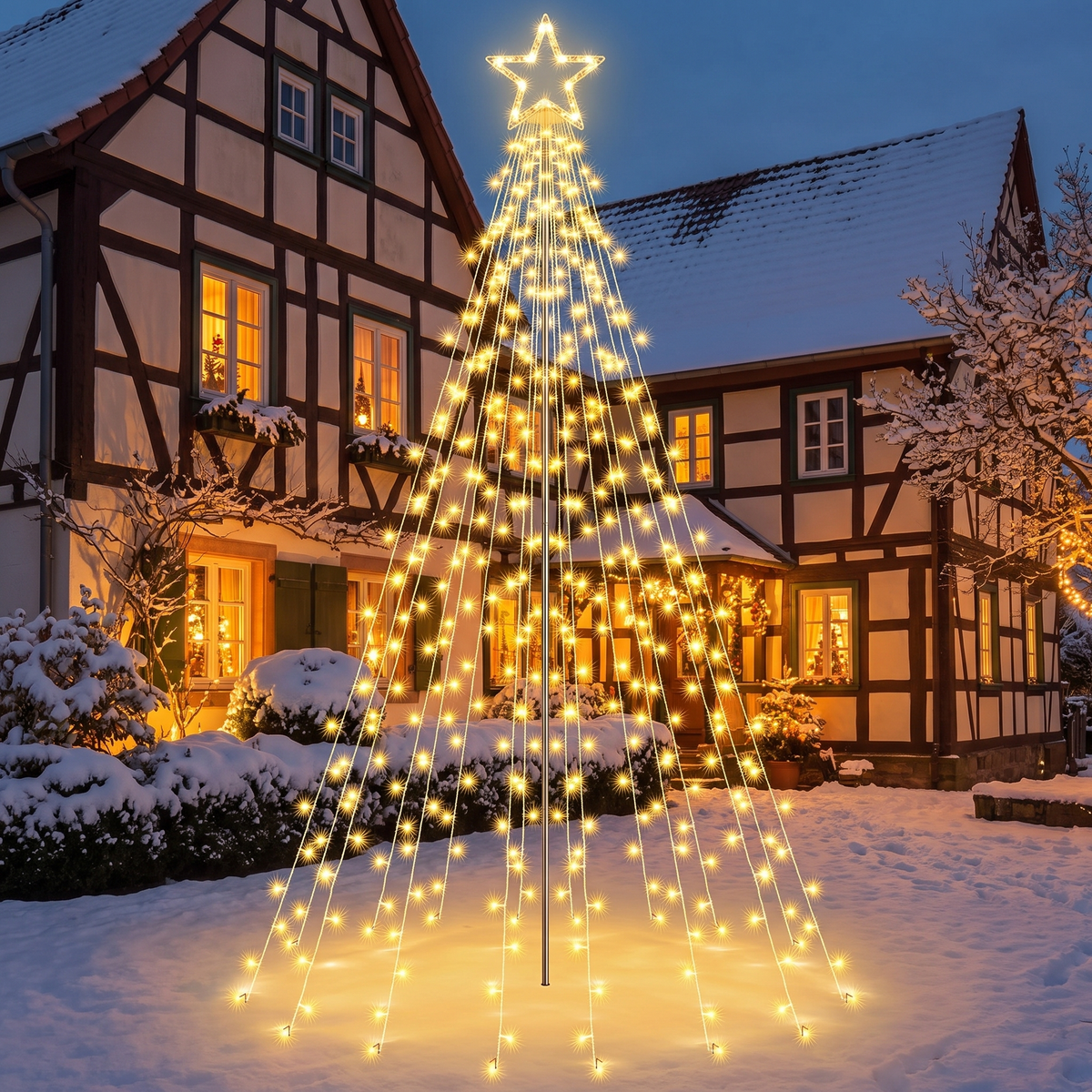 Arbre lumineux LED extérieur 2,3 m avec étoile et 274 LED, sapin de Noël lumineux avec télécommande