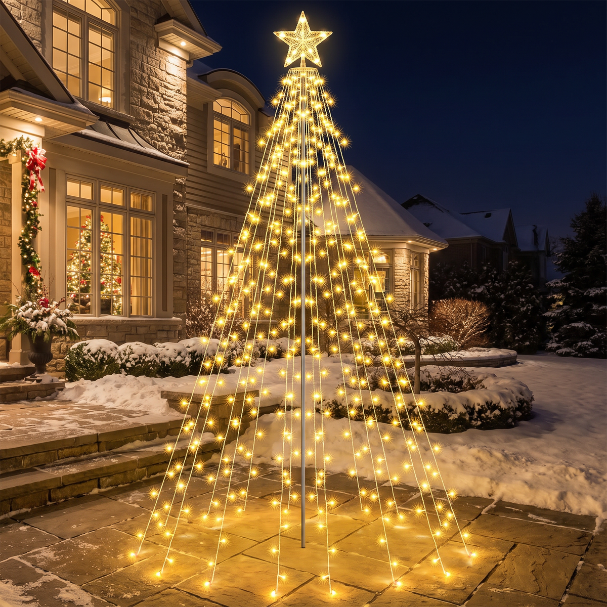 Arbre lumineux LED extérieur 2,3 m avec étoile et 274 LED, sapin de Noël lumineux avec télécommande