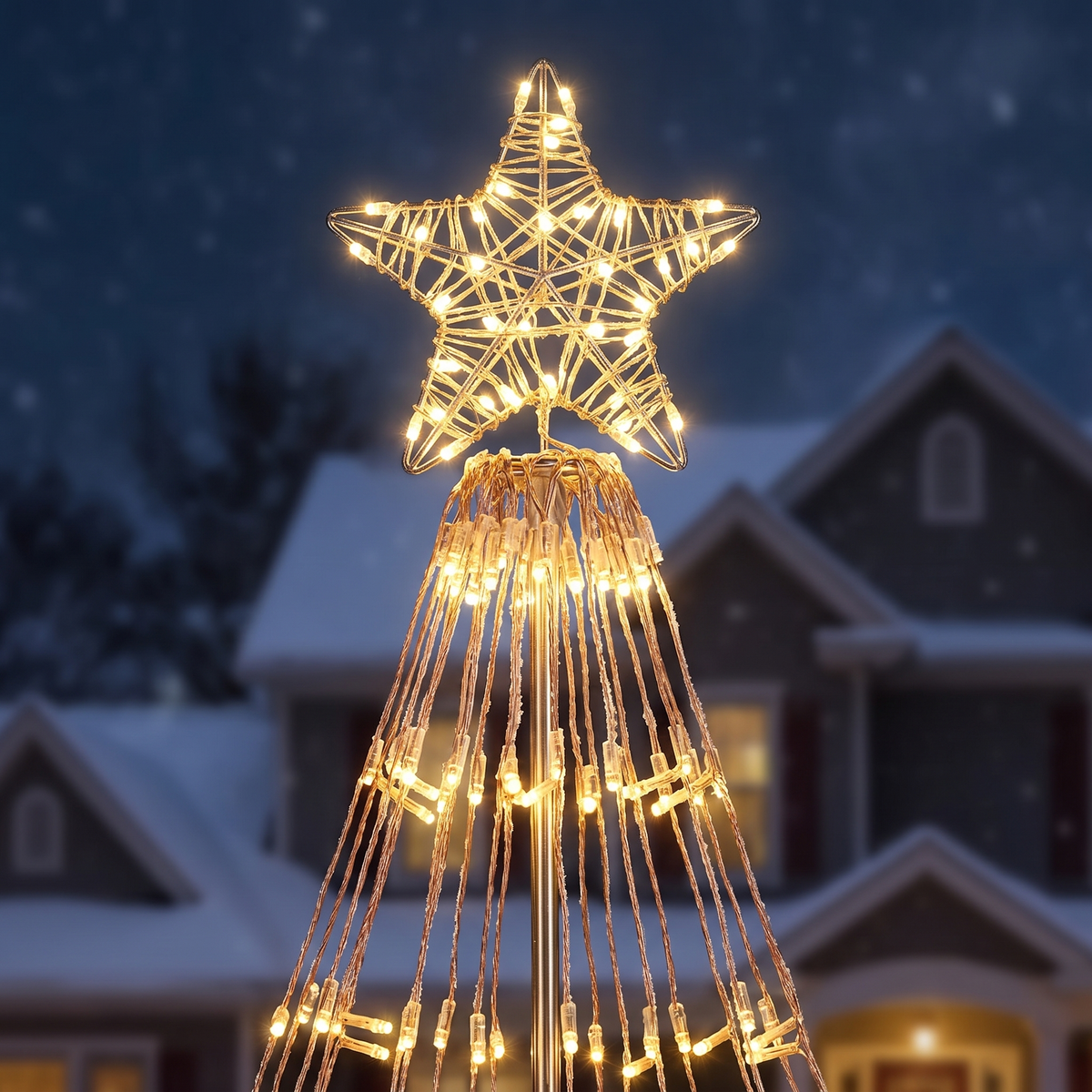 Arbre lumineux LED extérieur 2,3 m avec étoile et 274 LED, sapin de Noël lumineux avec télécommande