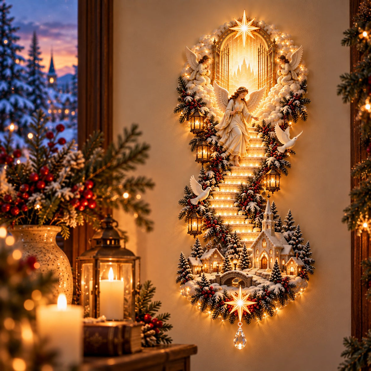 Décoration murale lumineuse Lumière du Ciel – Crèche 3D avec Jésus ou Ange