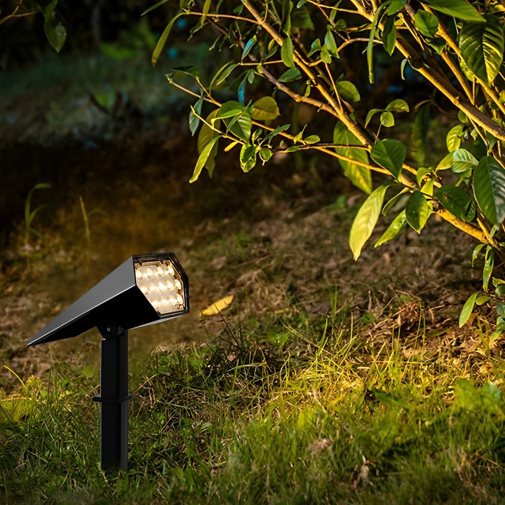 Spot solaire jardin LED blanc chaud extérieur IP65 étanche design moderne réglable décoratif