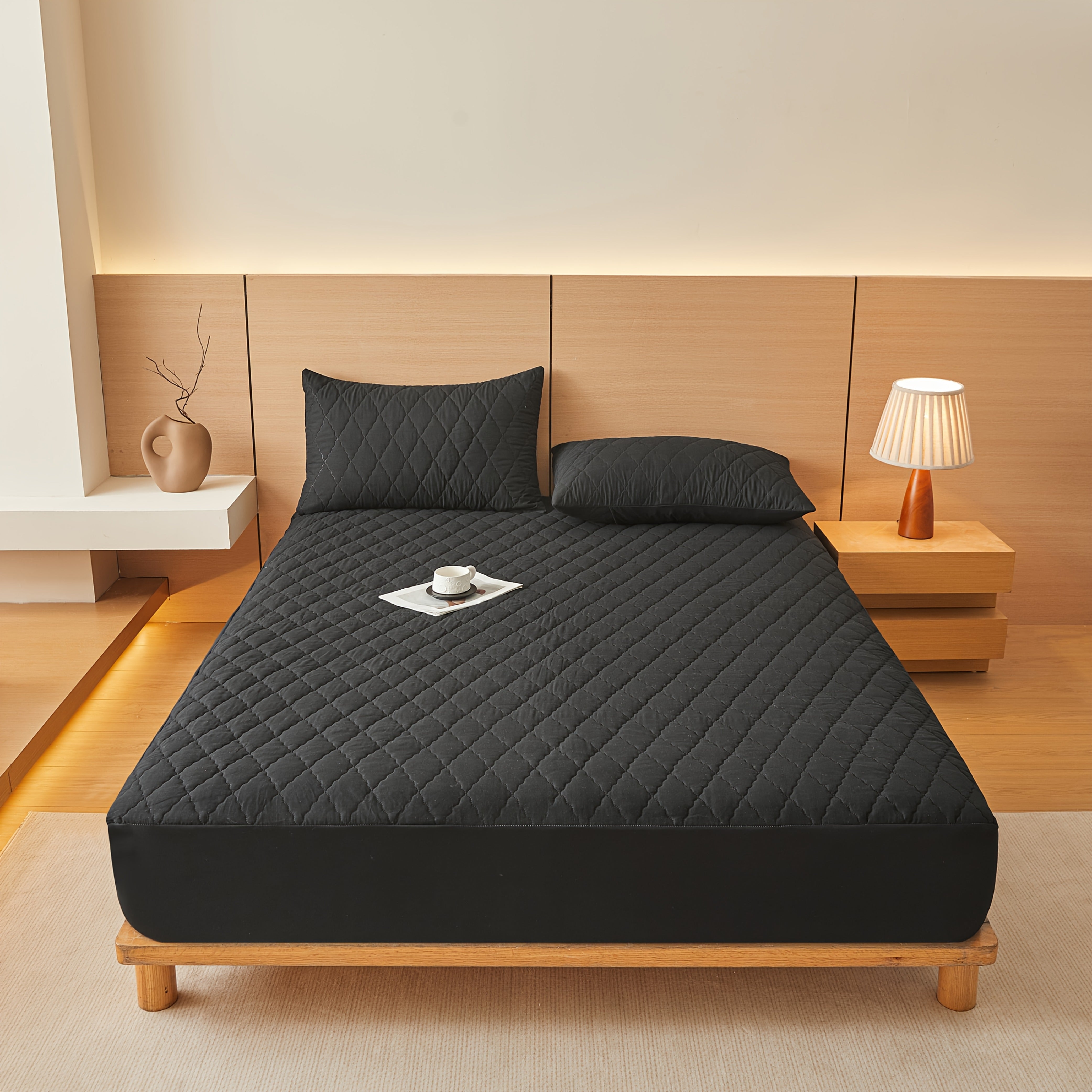 Housse de Matelas Matelassée Polyester Blanche 160 × 200 cm – Face Supérieure Imperméable, Lavable en Machine, Maintien Semi-Couvert