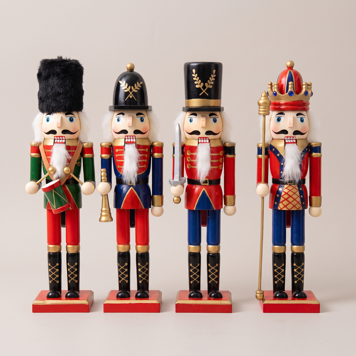 Casse noisette 30 cm en bois, figurine casse noisette peinte à la main pour Noël